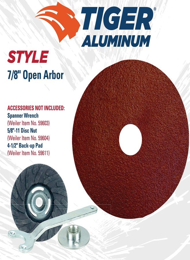 Weiler 60403 Tiger Aluminum Resin Fiber Sanding & Grinding Disc, 4-1/2" Diameter, 60 Grit, 7/8" Arbor Hole (Pack of 25) - Image 4
