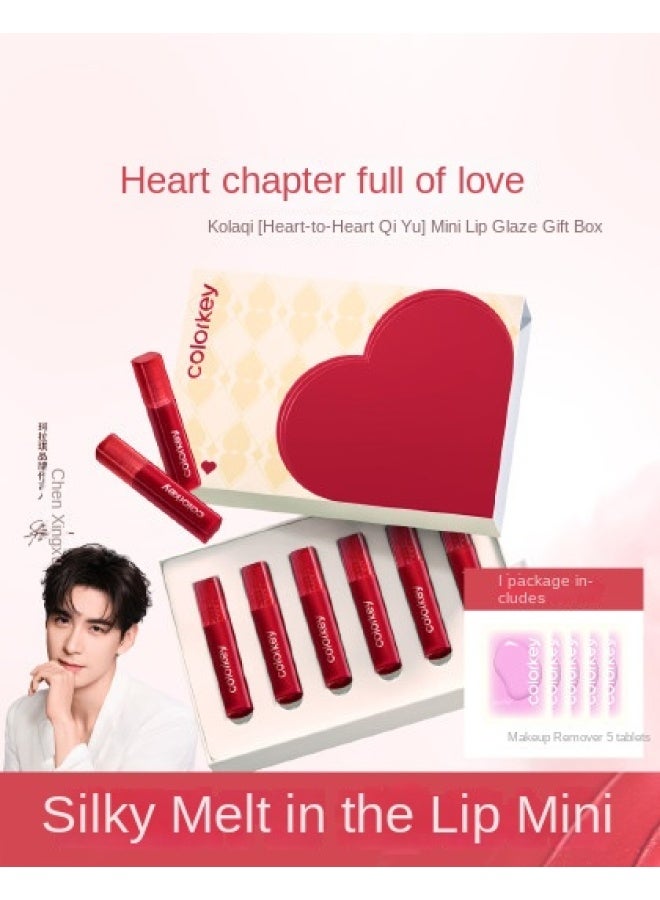 COLORKEY Box Of 6 Pcs】heartfelt Encounter Gift Box Mini Velvet Lip Gloss Lip Stain Velvet Matte Long-lasting High-end Feel Enhances Complexion - Image 2