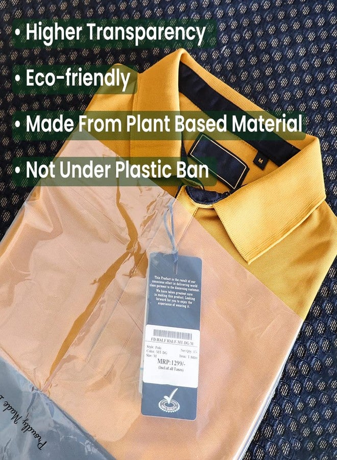 ECO365 Compostable Flap Bags 10x14 Inch + 2 Inch Flap, 20 Microns (Transparent, 600pcs) | Biodegradable Bags for Garment Packaging | Made from Plant Extracts & Plastic Free - Image 2