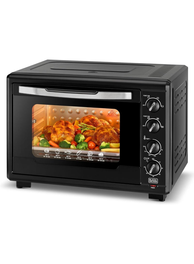 BLACK&DECKER Toaster Oven with Double Grill, 2000W, 55L Capacity, 90-230° Temp Control, Double Glass Door, Stainless Steel Interior, Multiple Accessories for Baking & Broiling, Black  - Image 1