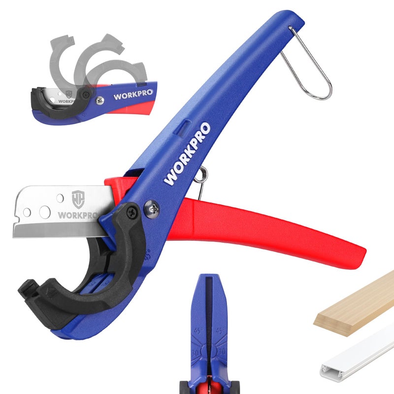 WORKPRO PEX Cutter, Hose Cutter with 1/8"-1-5/8" Cutting Capacity, specific angle(30Â°, 45Â°) for cutting rectangular cord cover, Tubing Cutter for PPR, PE, PP, Suitable for Home and Plumbing Repairs - Image 1