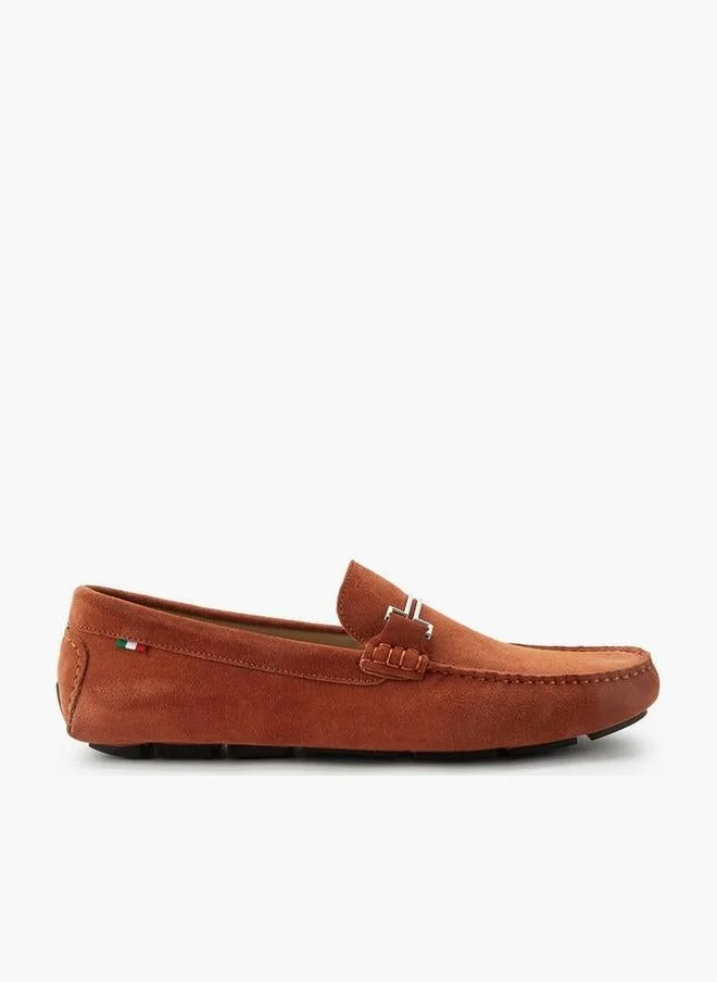 رنزه  رجني Men Metallic Trim Premium Suede Leather Loafers