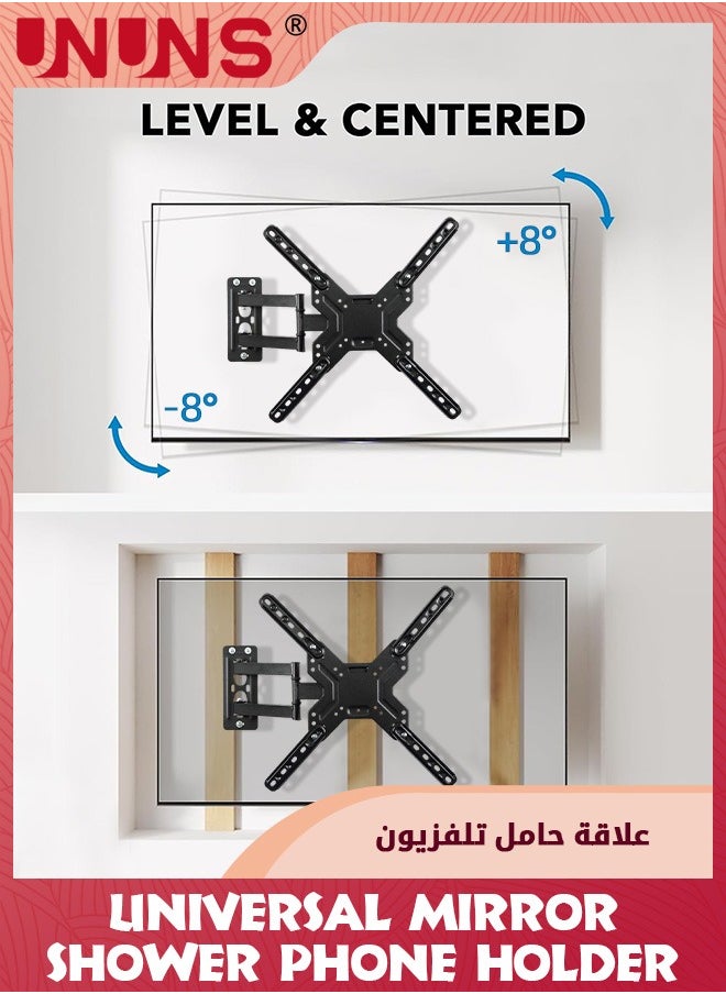 UNUNS - Full Motion TV Wall Mount For Most 26-60 inch TVs With Swivel/Tilt/Extension, Articulating Arms Max VESA 400X400mm, Holds Up To 30 KG, Single Stud Articulating TV Mount Bracket - Image 1