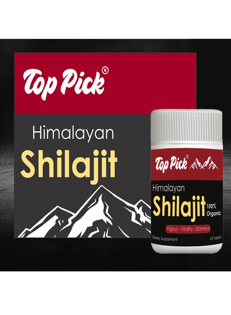 Top Pick 100% Natural Himalayan Shilajit Dietary Supplement, Boost Immunity System & Improve Health, 24 Tablets