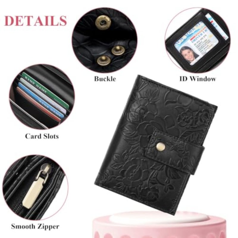 Purse for Women, Small Rfid Blocking Leather Bifold Wallet, Flap Design Multi Slot Storage, Zipper Coin Compartment, Built in Card Slots Cash Section, for Ladies Daily Shopping Travel Use - Image 4