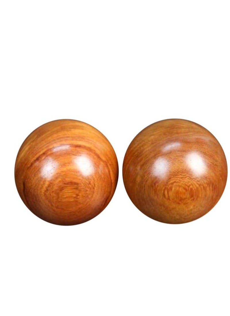 Y&D 2 PCS Wooden Round Balls, Meditation Balls Qigong Massage Ball Hand Chinese Health Exercise for Relaxation Therapy 4CM  - Image 1