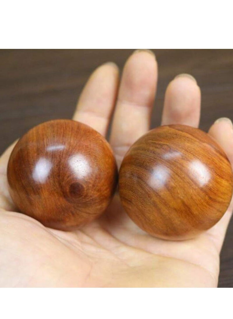 Y&D 2 PCS Wooden Round Balls, Meditation Balls Qigong Massage Ball Hand Chinese Health Exercise for Relaxation Therapy 4CM  - Image 3