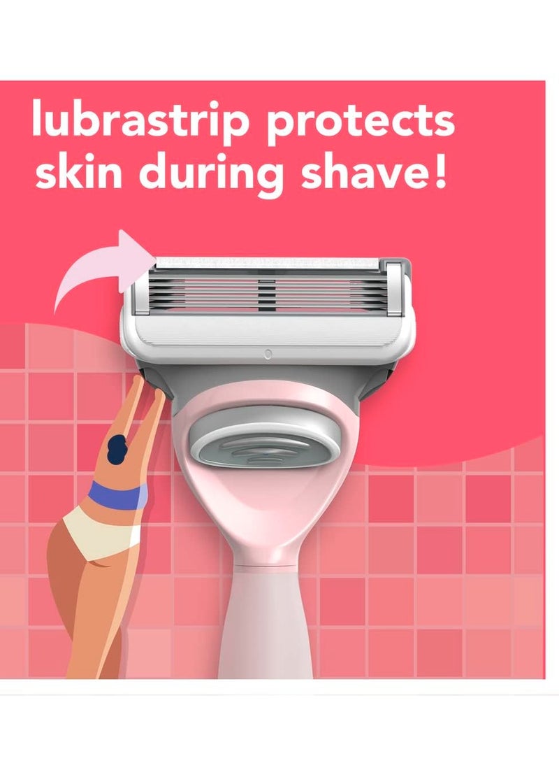 JOY Razors for Women, 1 Handle, 8 Razor Blade Refills, Pink, Lubrastrip to Help Avoid Skin Irritation - Image 4