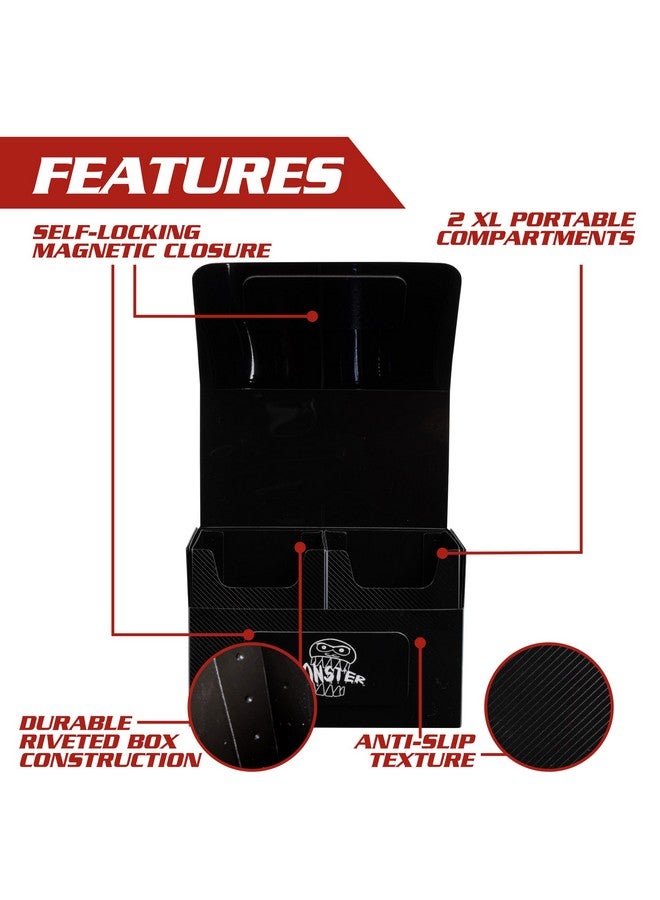 Monster Protectors Monster Protectors XL Magnetic Double Deck Box - White, Holds 200 Gaming TCGs, Self-locking Closure, Compatible w Standard & Smaller Size Gaming Trading Cards, Removable Construction, Gift  - Image 3