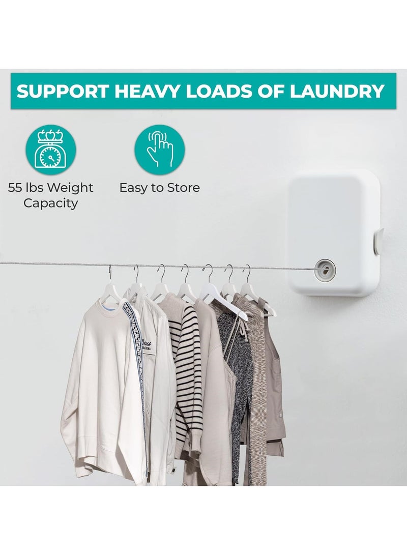 Retractable Invisible Clothesline Indoor Wire Drying Rope for Home Balcony Bathroom Space-Saving Clothes Hanging String up to Capacity Safe White  - Image 4