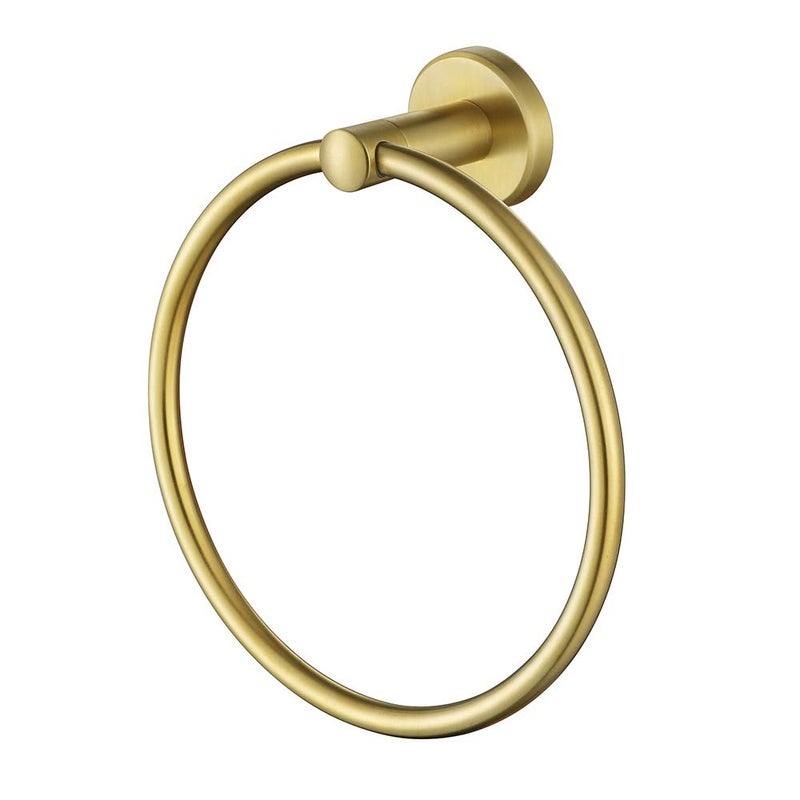 JQK JQK Towel Ring Brass Gold 304 Stainless Steel Hand Towel Holder for Bathroom Brushed Gold Wall Mount TR130BG 