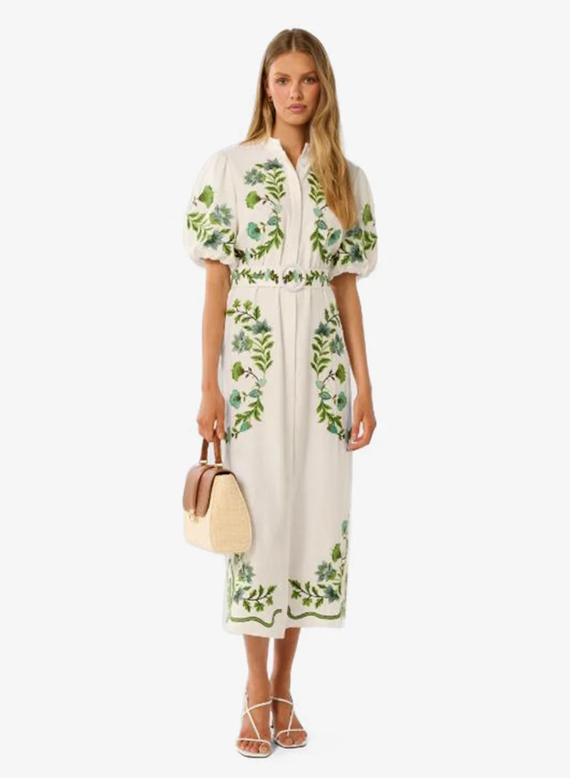 Beth Embroidered Detailed Midi Shirt Dress