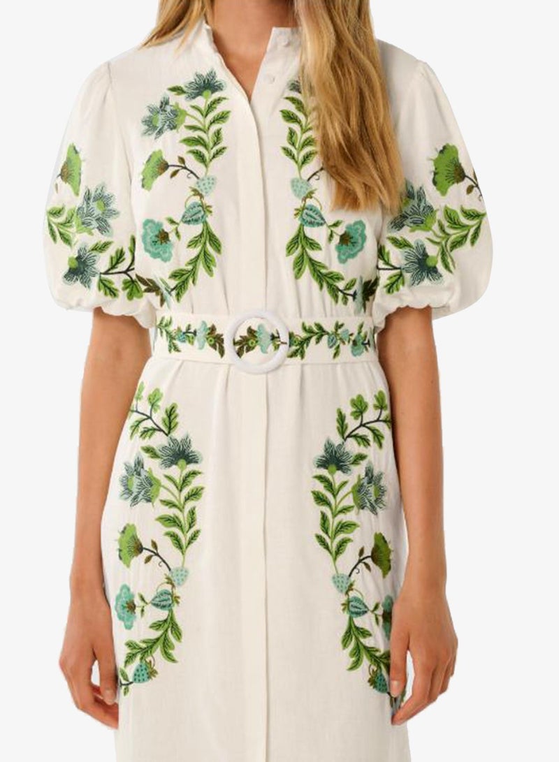 فورايفر نيو فستان قميص ميدي مطرز بتفاصيل بيث - Image 3