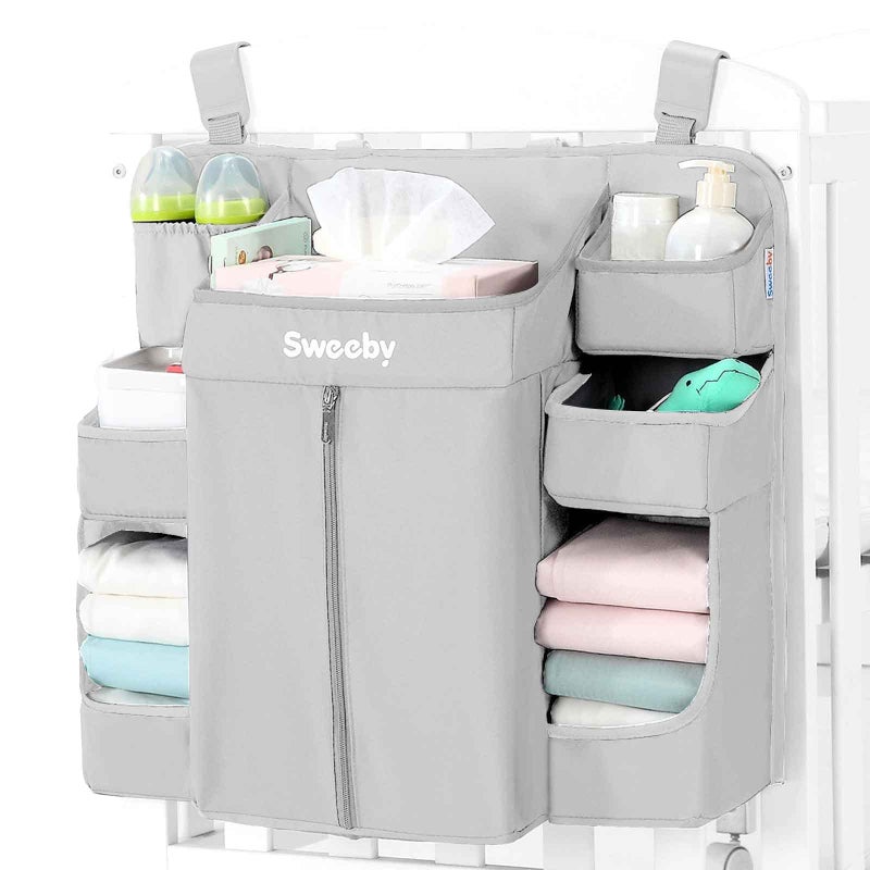 Sweeby Diaper Organizer for Changing Table and Crib Nursery Diaper Stacker Hanging Caddy for Baby Essentials