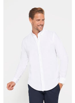 Tudors Slim Fit Long Sleeve Buttoned Linen Men's Shirt  - Image 1
