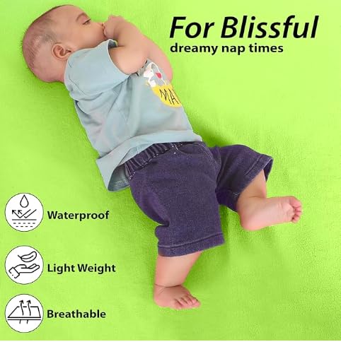 Baby Bed Protector Reusable - Waterproof Absorbent Quick Dry Sheet, Soft Cotton Fabric for Newborns & Toddlers, Small Size 17x29 cm (Light Green)  - Image 4