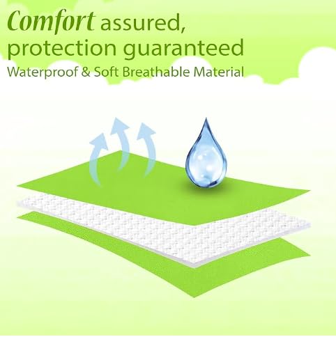 Baby Bed Protector Reusable - Waterproof Absorbent Quick Dry Sheet, Soft Cotton Fabric for Newborns & Toddlers, Small Size 17x29 cm (Light Green)  - Image 3
