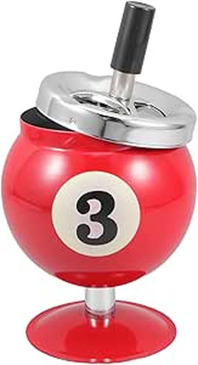 Windproof Metal Ashtray with Lid for Cigars Cigarettes Red Office Desk Decor - Image 1