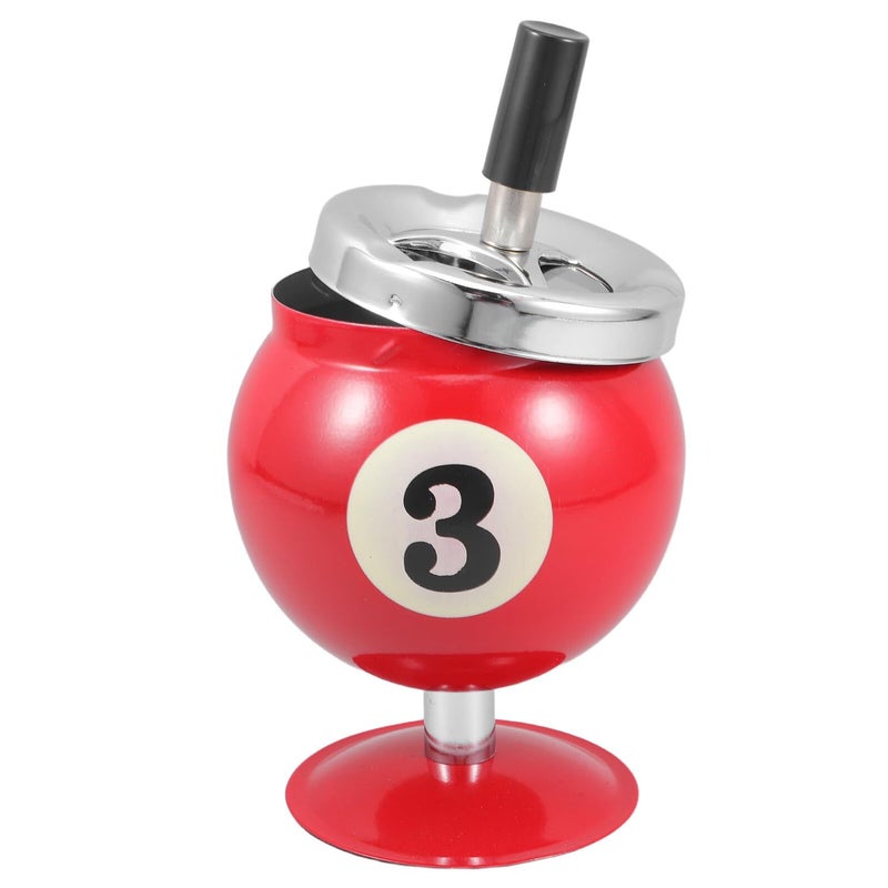 Windproof Metal Ashtray with Lid for Cigars Cigarettes Red Office Desk Decor - Image 2