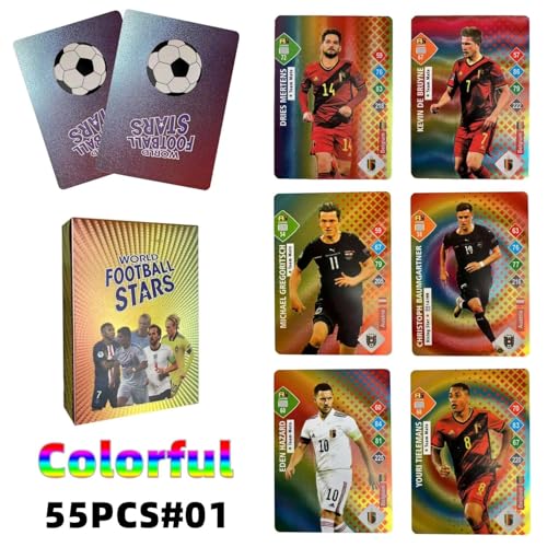 FowWelt Rainbow Football Cards – 55 PCS Collector Pack | Champions League Style | Unofficial Trading Cards for Kids & Fans | Soccer Gift for Boys & Girls - Football Rainbow - Image 2