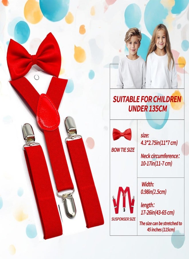 Adjustable Kid's Suspenders and Bow Tie Set - Classic Red Suspenders & Bowtie for Boys & Girls, Fits 6 Months to 7 Years - Perfect for Daily Wear, Photoshoots, and Special Occasions - Image 2