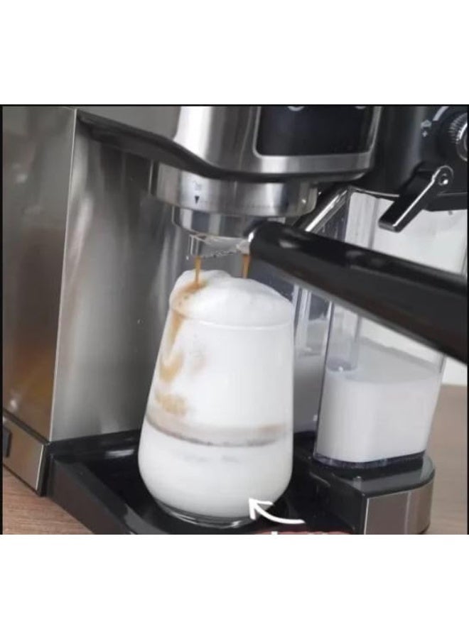 دي اس بي ماكينة تحضير القهوة 2 في 1 بقوة 1350 واط وضغط 20 بار، مع خزان حليب 700 مل وشاشة تعمل باللمس للإسبريسو والكابتشينو واللاتيه، موديل KA3104 - Image 3