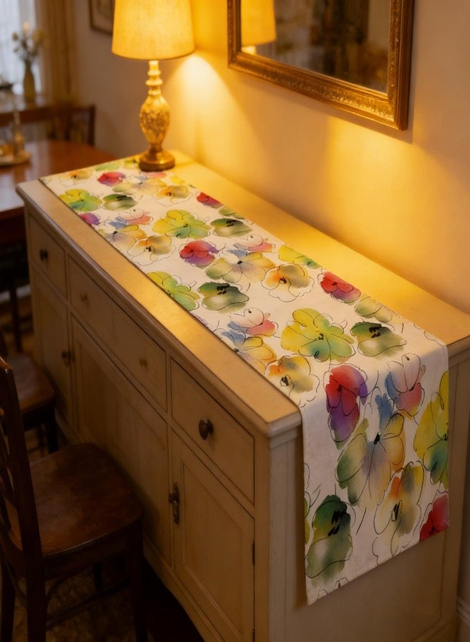 OYIMUA Colorful Flowers Spring Table Runner, Seasonal Summer Floral Runner for Kitchen Dining Table Holiday Home Party Decor 13x36 Inches - Image 2
