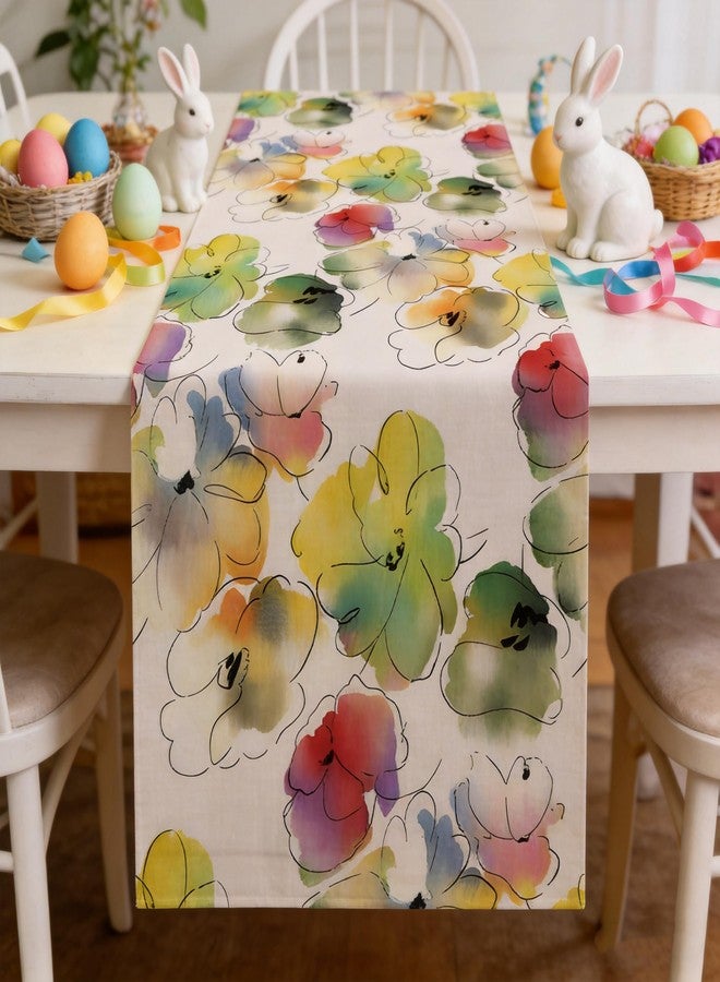 OYIMUA Colorful Flowers Spring Table Runner, Seasonal Summer Floral Runner for Kitchen Dining Table Holiday Home Party Decor 13x36 Inches - Image 4
