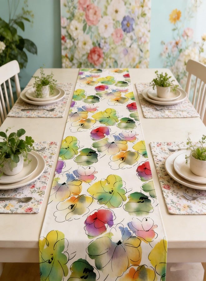 OYIMUA Colorful Flowers Spring Table Runner, Seasonal Summer Floral Runner for Kitchen Dining Table Holiday Home Party Decor 13x36 Inches - Image 3