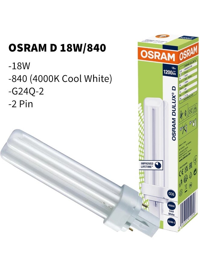 Osram Dulux D Plugin Base Lamp, 18W, 2P Cool White - Image 2