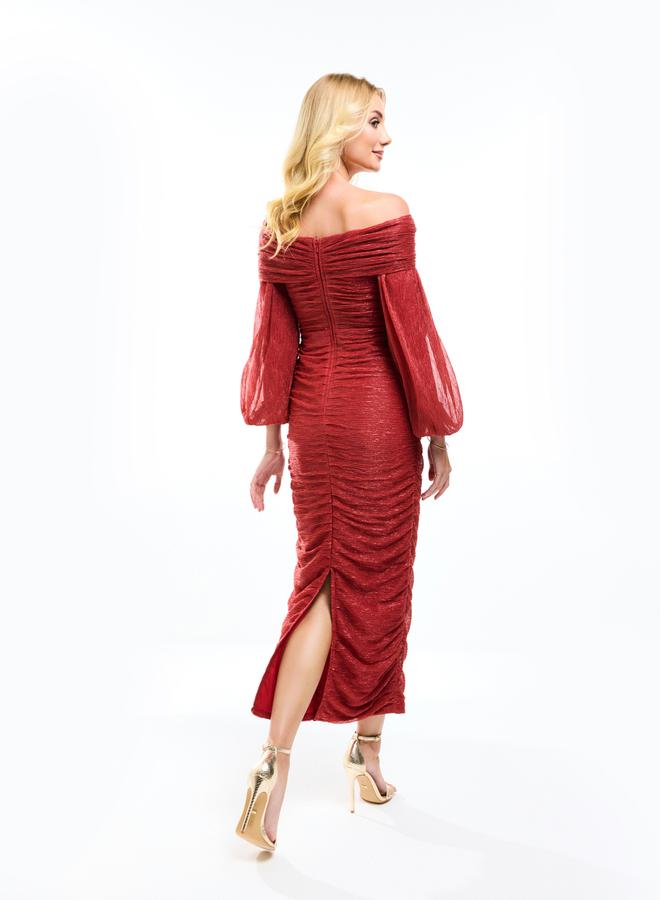 هاوس اوف مودا فستان ماكسي ضيق بياقة باردو من هاوس أوف مودا - Image 3