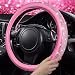 CAR PASS 11 PCS Bling Car Accessories Set for Women Sparkly Rhinestone Diamond Steering Wheel Cover Bling Seat Belt Cushion Shift Knob Cover Push Start Button Ring Car Cup Holder Coaster Pink - Image 3