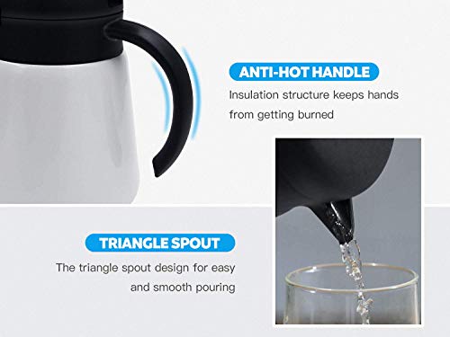 Luvan 27oz 800ml 304 18/10 Stainless Steel Thermal Carafe/Double Walled Vacuum Insulated Coffee Pot with Press Button Top,12+ Hrs Heat&Cold Retention,BPA Free,for Coffee,Tea,Beverage etc (White) - Image 4