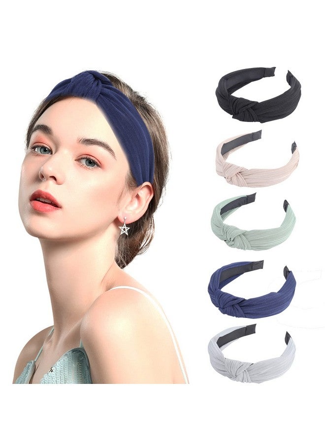 LOVNFC Womens Headbands 5Pcs Knotted Head Bands No Slip Fashion For Women Girls (Mixed Color) - Image 1
