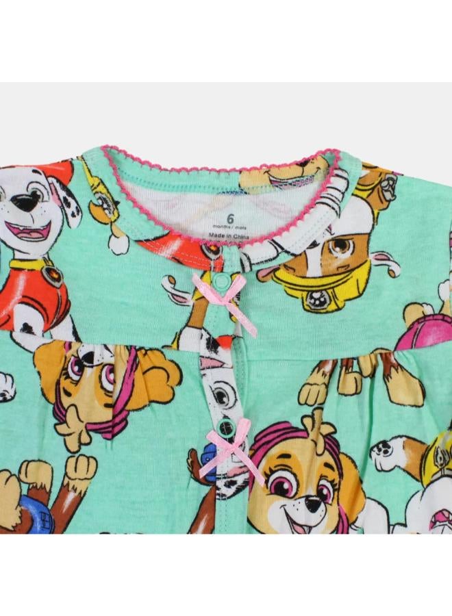 carter's Baby Girls Cotton Romper – Mint Green with Paw Patrol Print - Image 3