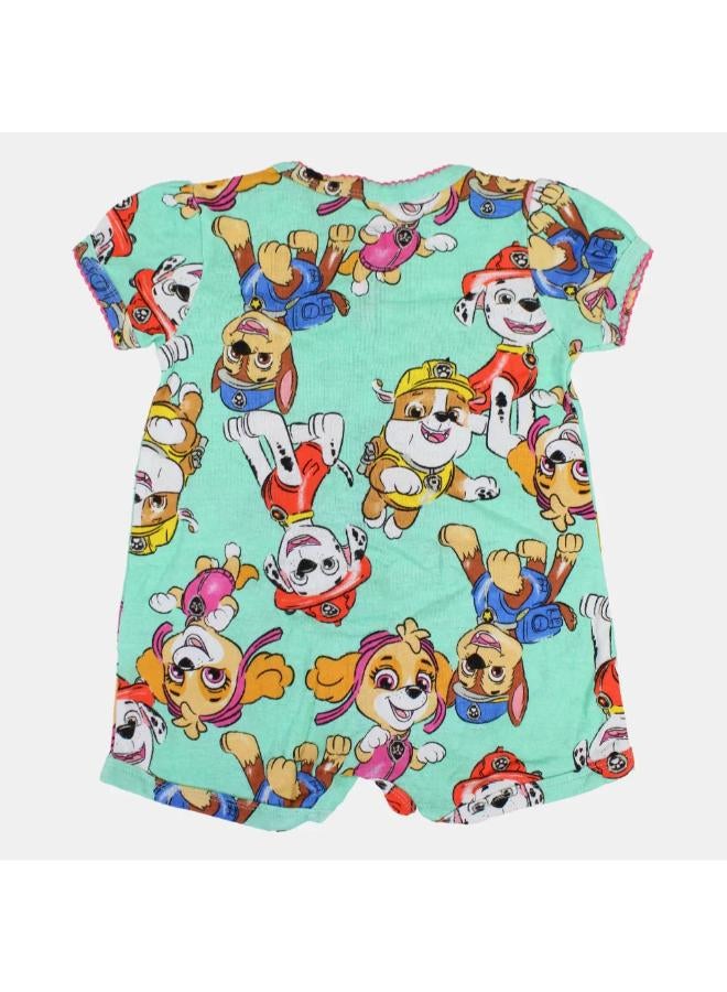 carter's Baby Girls Cotton Romper – Mint Green with Paw Patrol Print - Image 2