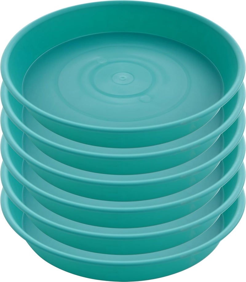 Bleuhome 6 Pack of 10 inch Plant Saucer Blue, Heavy Duty Plastic Plant Saucer 10 inch Round, Flower Plant Saucers for Indoors, Plant Trays for Planter 8"/9"/10" (10", Teal) - Image 1