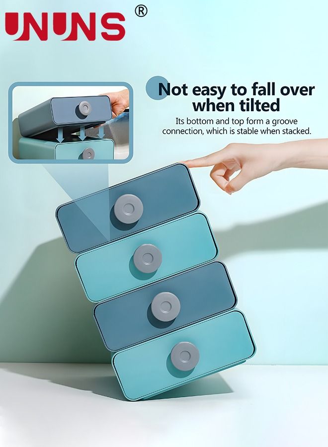 UNUNS 2 قطعة منظم مكتب منظم أدراج مكتب بلاستيكي قابل للتكديس منظم تخزين أدراج سطح المكتب صندوق تخزين المكياج للمكتب المنزلي - Image 2