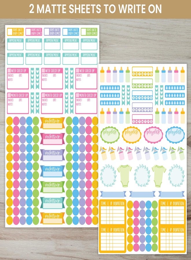 بلوم ديلي بلانرز مجموعة ملصقات تخطيط الحمل والسنة الأولى للطفل من بلوم ديلي بلانرز - 8 أوراق / أكثر من 580 ملصقًا - ملصقات ذات طابع الأمومة/حديثي الولادة للتزيين والتخطيط وسجل القصاصات وما إلى ذلك. - Image 3