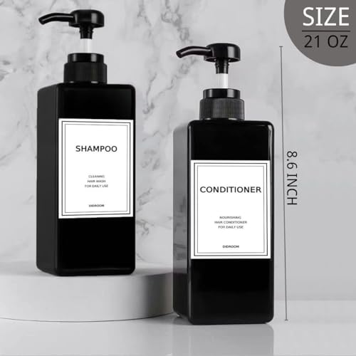 DIDROOM Modern Shampoo and Conditioner Dispenser (21 oz, Pack of 3) Refillable Pump Bottle Set Empty Shower Plastic Bottles with Pump for Bathroom Body Wash Soap and Shower - Image 2