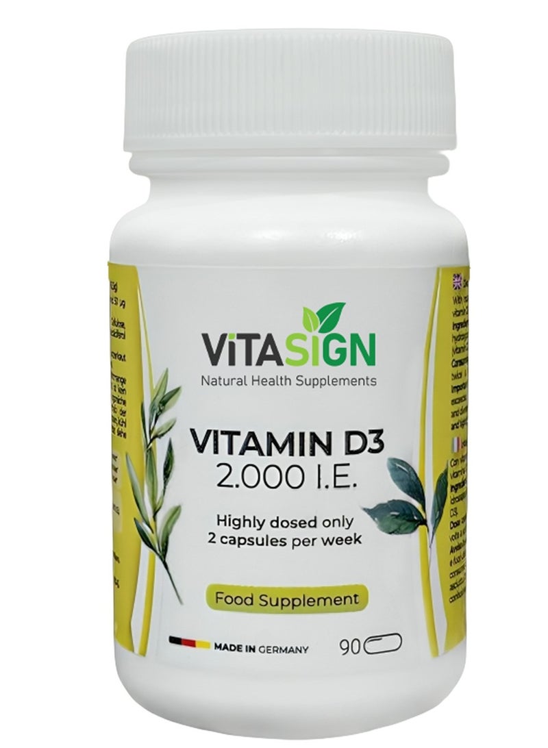 VITASIGN Premium Vitamin D3 2,000 IU, 90 Capsules – Bone & Immune System Support - Image 1