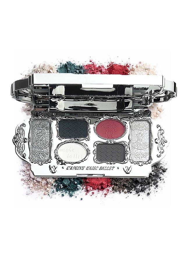 KAPEINE Black Red Eyeshadow Palette, 6Colors Eye Shades with 4 Matte + 2 Shimmer Silver Makeup Palette High Pigment Blendable Eye Shadow Long Lasting Makeup Set for Women Daily, Party-#02 Black Swan - Image 1