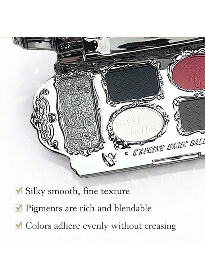 KAPEINE Black Red Eyeshadow Palette, 6Colors Eye Shades with 4 Matte + 2 Shimmer Silver Makeup Palette High Pigment Blendable Eye Shadow Long Lasting Makeup Set for Women Daily, Party-#02 Black Swan - Image 3
