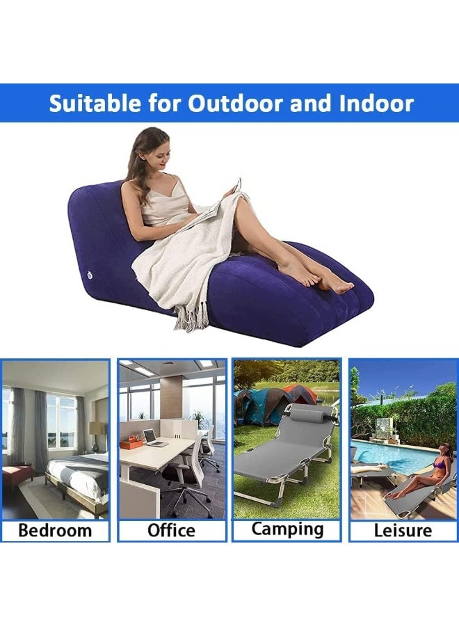 JAJEEK Sofa Air Chair Inflatable Lounge Couch Bed, Flocked Bean Bag Style with Back Support, Portable and Lightweight for Travel, Camping, Hiking, Indoor & Outdoor Relaxation, Blue - Image 3