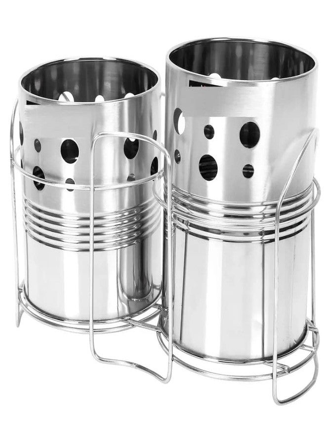 PAUL SONS Hospitality Spoon Stand for Dining Table/Cutlery Holder with Stand/Multi Purpose Stand Stainless Steel/Silver (2 in 1) - Image 1