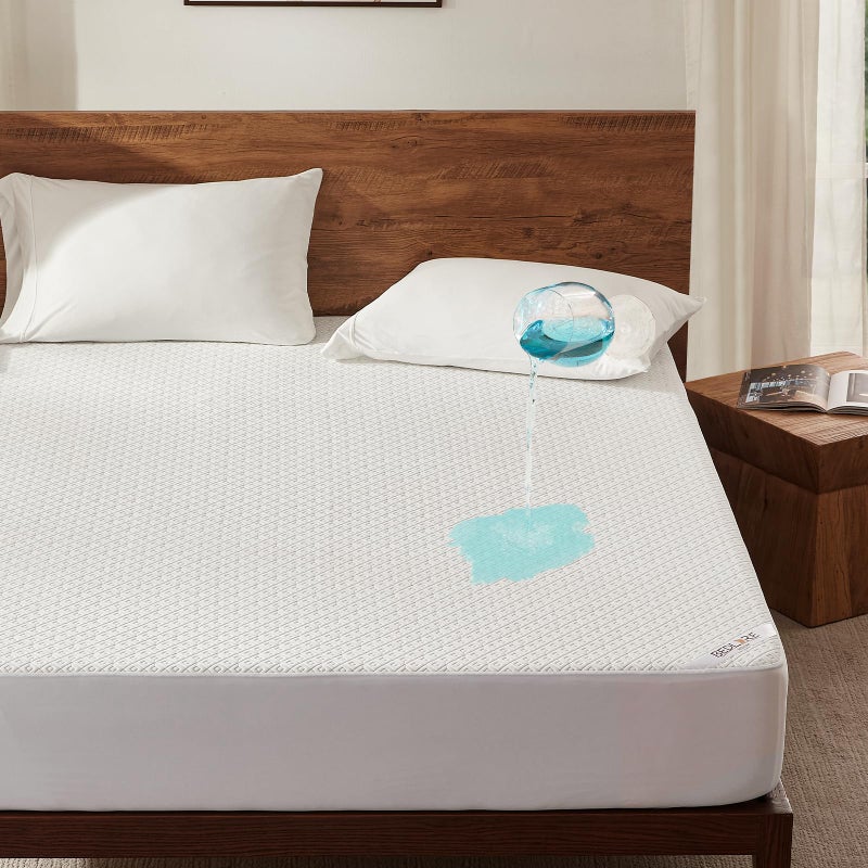 BEDLORE Queen Mattress Protector Waterproof Noiseless Mattress Cover with Deep Pocket for 618 inches Mattress Soft Breathable Mattress Pad Machine Washable White
