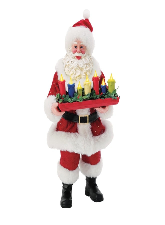 Department 56 Possible Dreams Christmas Traditions Santa Holding Candles All Aglow Lit Figurine, 10.5 Inch, Multicolor
