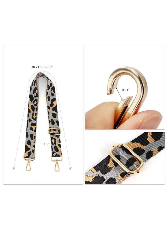 TANOSII Wide Adjustable Replacement Crossbody Strap Handbag Strap Green Leopard - Image 3