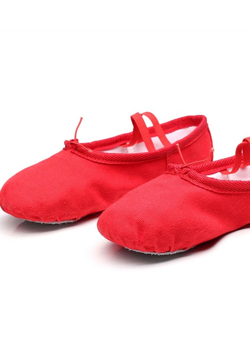 Loquat Adult Soft Bottom Dance Shoes Ballet Yoga Shoes Children Dancing Shoes Red Color  - Image 2