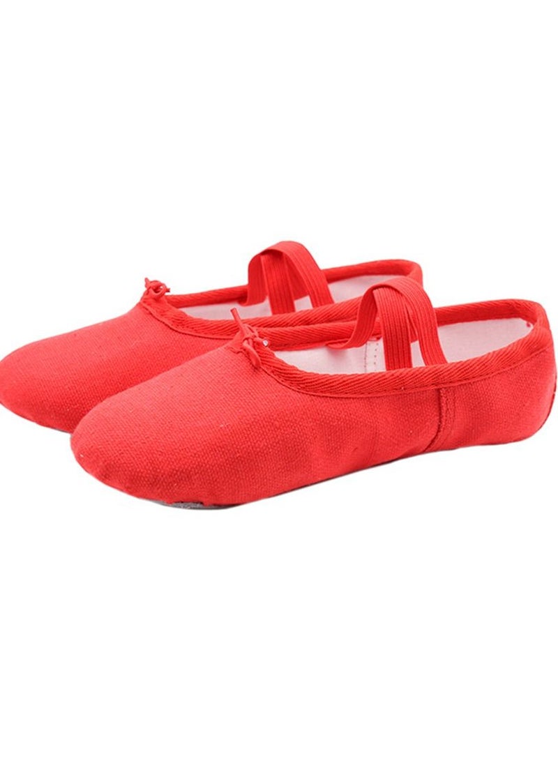 Loquat Adult Soft Bottom Dance Shoes Ballet Yoga Shoes Children Dancing Shoes Red Color  - Image 1